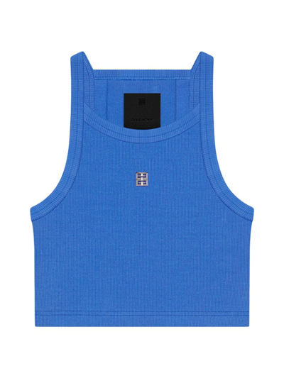 Givenchy Cropped Tank Top In Cotton With 4g Detail In Iris Purple