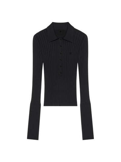 Givenchy Polo Sweater In Wool With 4g Detail In Black