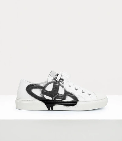 Vivienne Westwood Plimsoll Low Top 2.0 In White-black-orb