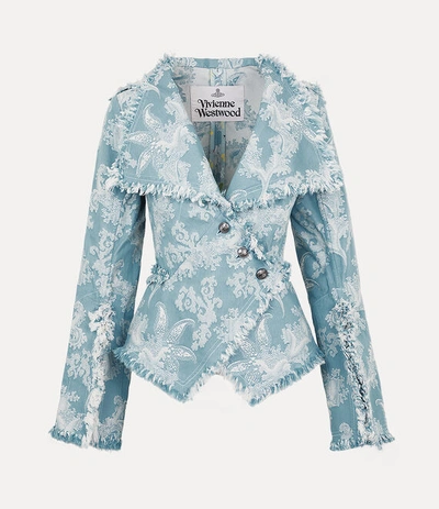 Vivienne Westwood Worth More Coral-jacquard Cotton Jacket In Blue