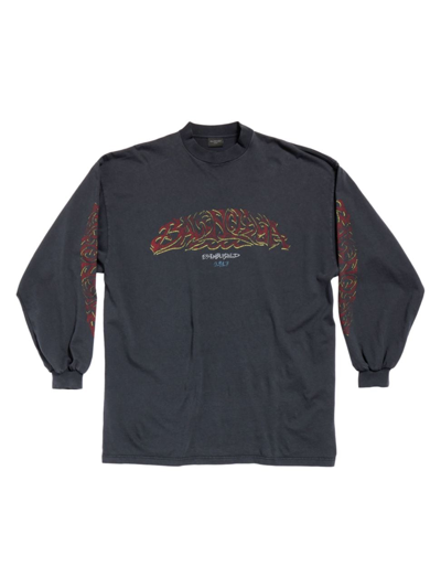 Balenciaga Black Offshore Long Sleeve T-shirt In Black Faded