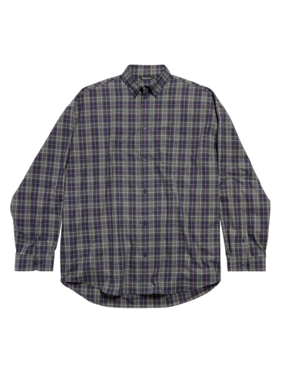 Balenciaga Check Oversize Cotton Flannel Button-down Shirt In Multicolor