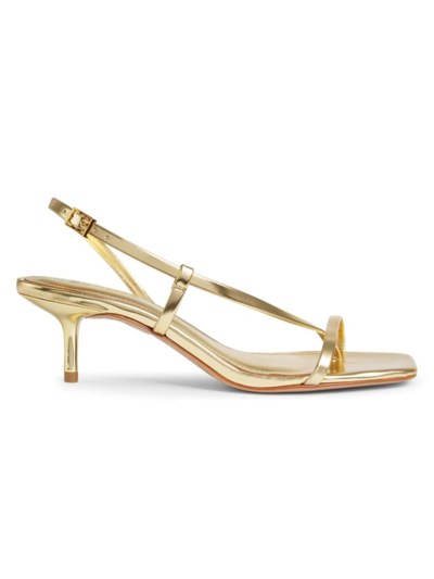 Schutz Women's Heloise 55mm Metallic Leather Slingback Sandals In Ouro Claro
