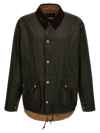 Barbour Ashby Corduroy Collar Water Resistant Waxed Cotton Jacket In Green