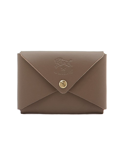 Il Bisonte Men's Leather Envelope Card Case In Tortora