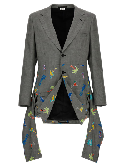 Comme Des Garçons Homme Deux Comme Des Garçons Homme Plus Embroidery Check Single-breasted Blazer In Multi