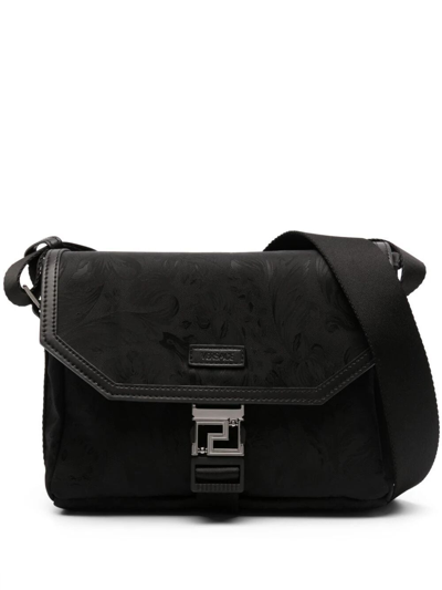 Versace Messenger Fabric Nylon Barocco In Black