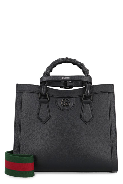 Gucci Diana Small Leather Tote In Black
