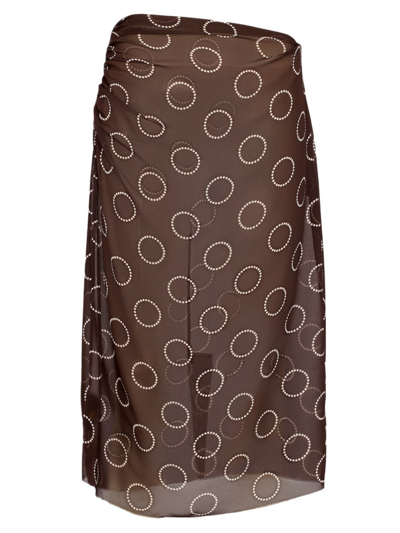 Prada Women's Printed Georgette Skirt In F0043 Mosto
