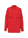 Prada Classic-collar Cotton Shirt In Red