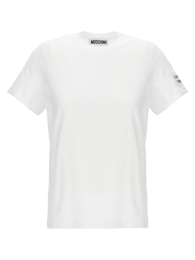 Moschino Logo-embroidered Cotton T-shirt In White