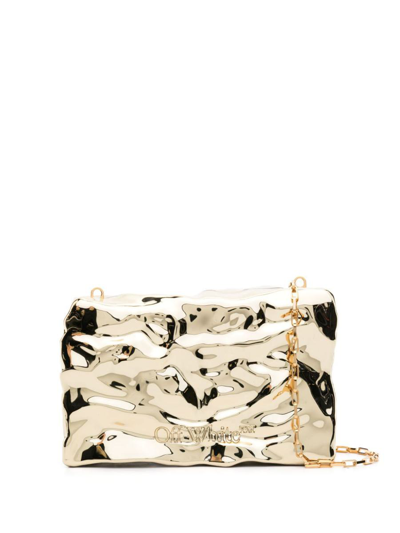 Off-white Crushed Mirrored Clutch Bag In Gold No Color