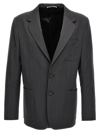 Palm Angels Monogram Pocket Single-breasted Wool Blend Blazer In Gray