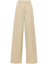 Prada Beige Poplin Trousers With Enamel Triangle Logo In Corda