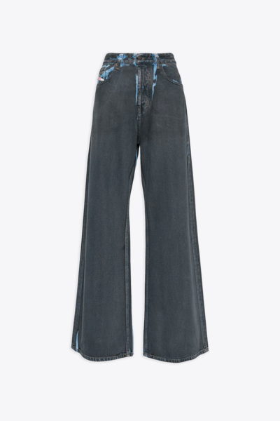 Diesel 1996 D-sire-s1 Blue Denim Loose Pant With Black Coating Detail - 1996 D-sire