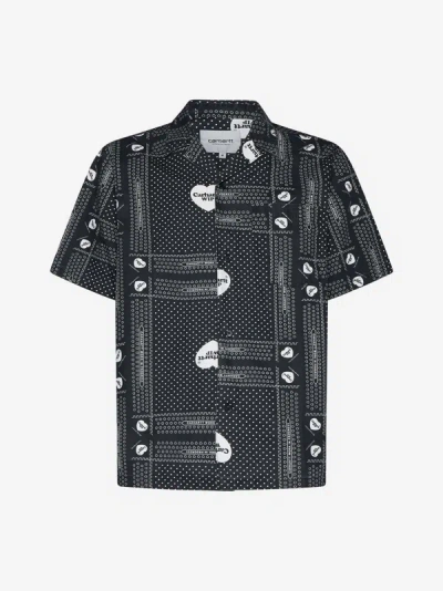 Carhartt Cotton Shirt With All-over Print In Black,white