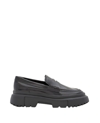 Hogan H629 Patent Leather Loafers In Black