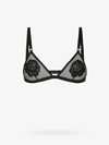 Dolce & Gabbana Tulle Triangle Bra W/ Lace Embroidery In Black