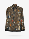 Fendi Ff And Tools Print Silk Shirt In Brown