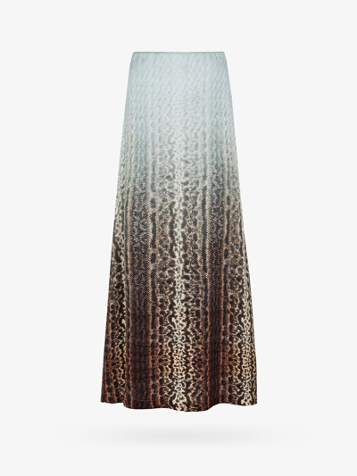 Fendi Silk Skirt With Ff And Animalier Print In Multi