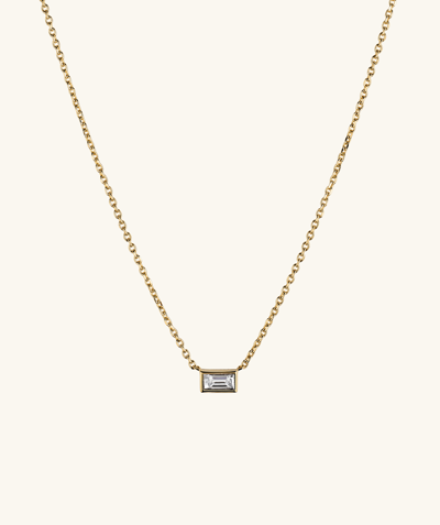 Mejuri Mini Baguette Diamond Necklace In Yellow