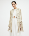 Allsaints Elias Studded Tassel Leather Gilet In Off White