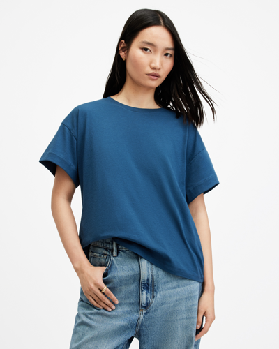 Allsaints Briar Relaxed Fit Crew Neck T-shirt In Ink Blue