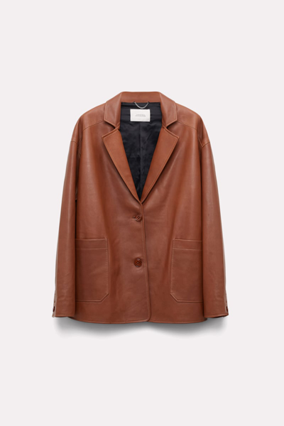 Dorothee Schumacher Leather Blazer With Elastic Detail On The Back In Brown