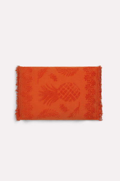 Dorothee Schumacher Cotton Pillow With Woven Jacquard Pineapple Pattern In Orange