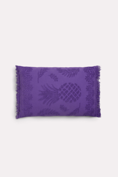 Dorothee Schumacher Cotton Pillow With Woven Jacquard Pineapple Pattern In Purple