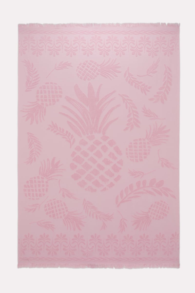 Dorothee Schumacher Cotton Towel With Woven Jacquard Pineapple Pattern In Pink