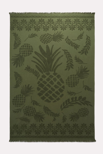 Dorothee Schumacher Cotton Towel With Woven Jacquard Pineapple Pattern In Green