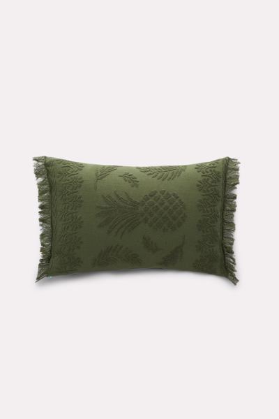 Dorothee Schumacher Cotton Pillow With Woven Jacquard Pineapple Pattern In Green
