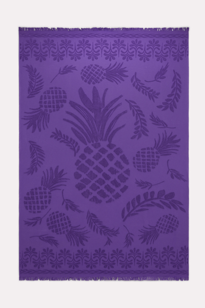 Dorothee Schumacher Cotton Towel With Woven Jacquard Pineapple Pattern In Purple