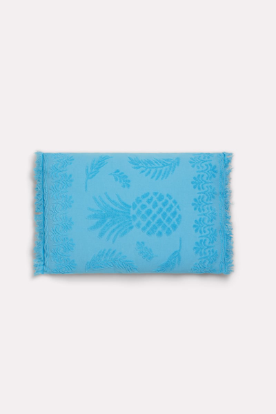 Dorothee Schumacher Cotton Pillow With Woven Jacquard Pineapple Pattern In Blue