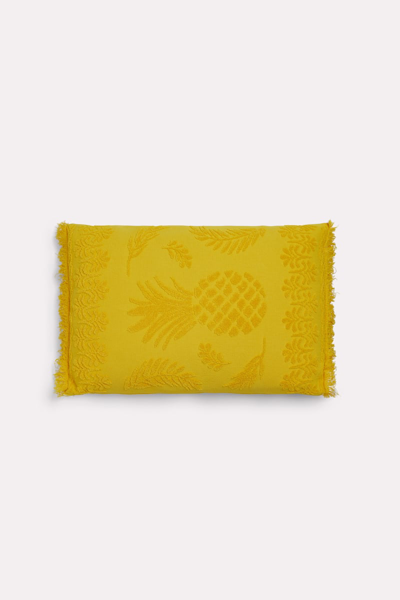 Dorothee Schumacher Cotton Pillow With Woven Jacquard Pineapple Pattern In Gold