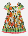 Dolce & Gabbana Multicolored Dress With Orange And Lemon Print In Print