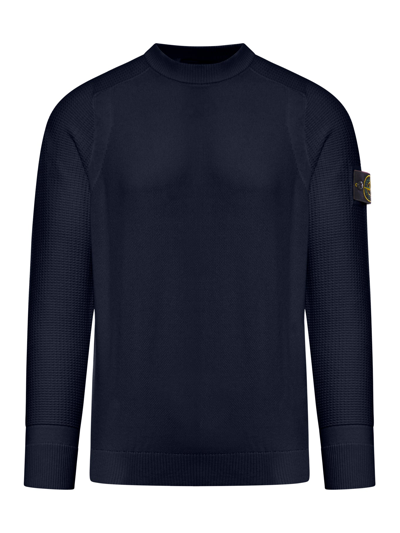 Stone Island Navy Vented Sweater In Blue