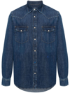 Jacob Cohen Logo-embroidered Denim Shirt In Blue