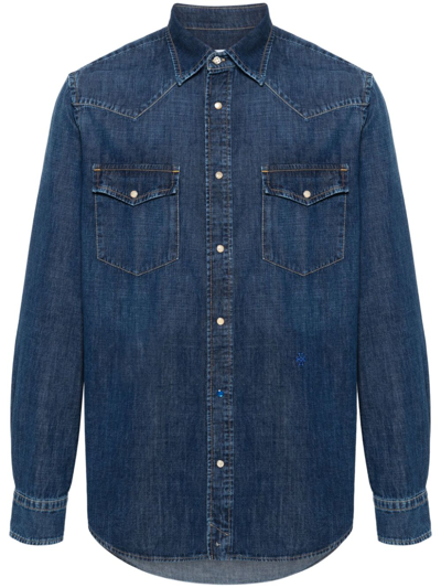 Jacob Cohen Logo-embroidered Denim Shirt In Blue