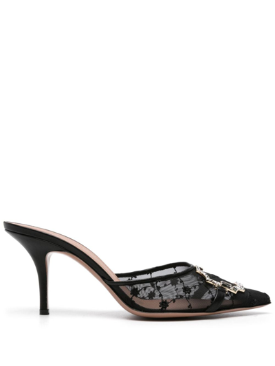 Malone Souliers Missy 70 Mesh Stiletto Mules In Black