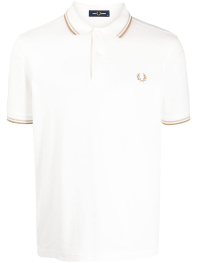 Fred Perry Logo-embroidered Cotton Polo Shirt In White
