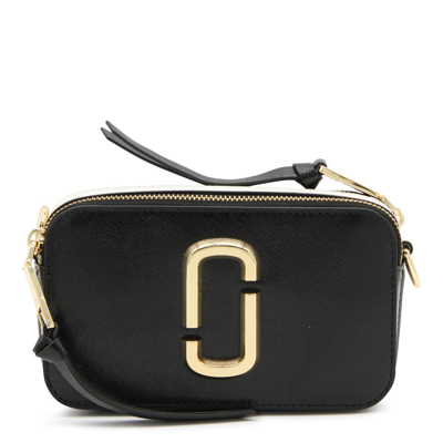 Marc Jacobs Black And White Leather The Snapshot Crossbody Bag In Black/multi