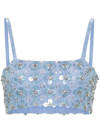 P.a.r.o.s.h Ginny Crystal Embellished Cropped Top In Azzurro Polvere