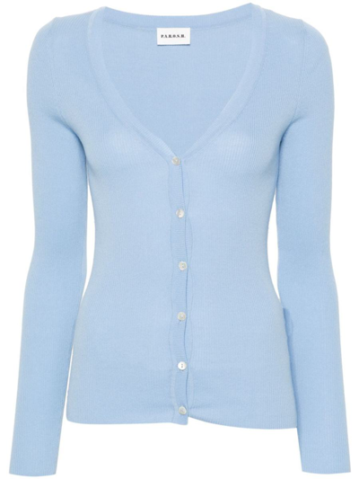 P.a.r.o.s.h Ribbed-knit Cardigan In Light Blue
