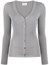 P.a.r.o.s.h Ribbed Knit V-neck Cardigan In Grey