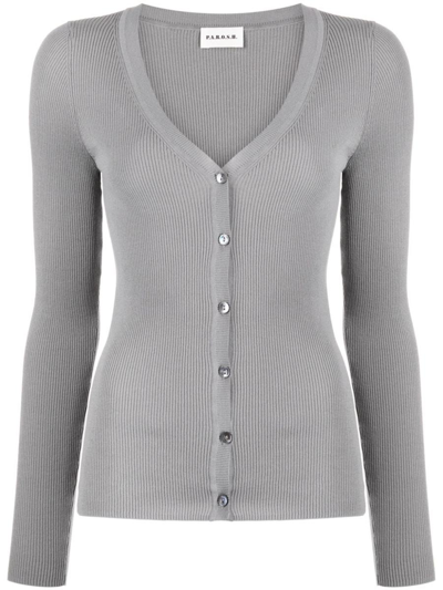 P.a.r.o.s.h V-neck Ribbed Cardigan In Grey