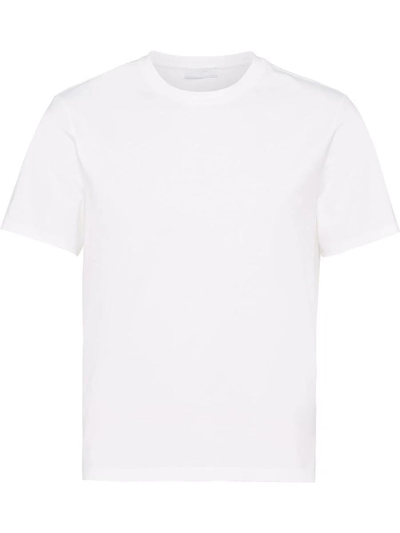 Prada T-shirt Round Neck White In Bianco