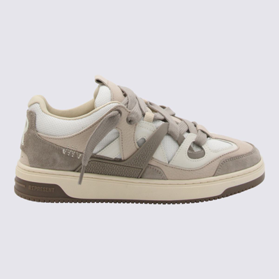 REPRESENT REPRESENT WHITE AND BEIGE LEATHER SNEAKERS