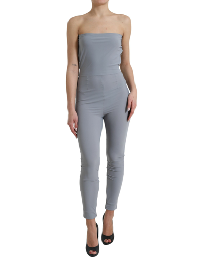 Dolce & Gabbana Grey Nylon Strapless Bodycon Jumpsuit Dress